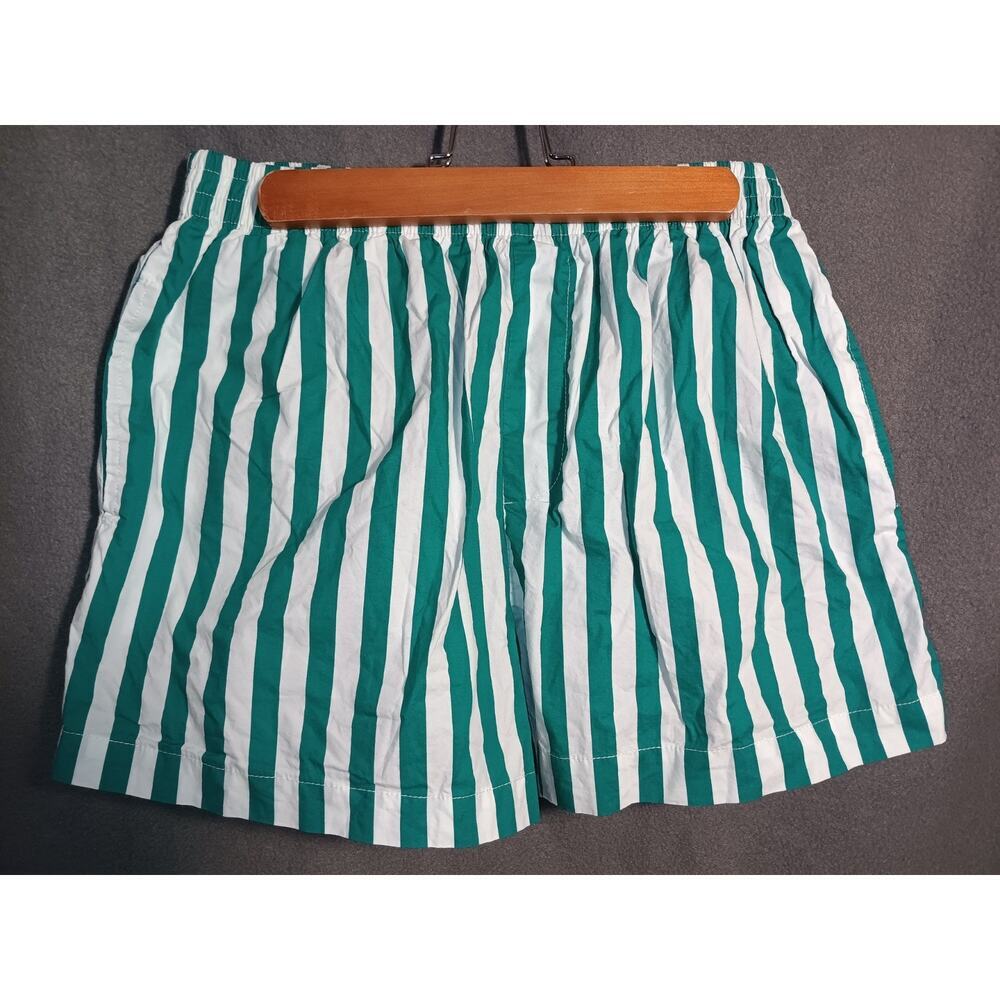 Sincerely Jules Green White Stripe Womens Size Large Boxer Shorts Lightweight